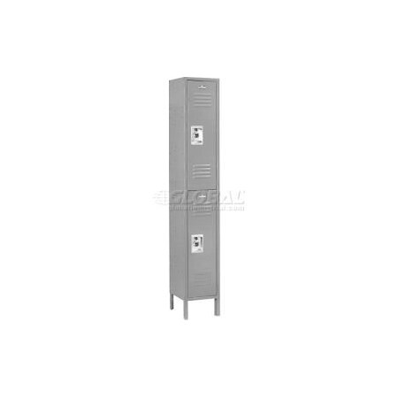 Global Equipment Infinity Double Tier 2 Door Locker, 12"Wx15"Dx36"H, Gray, Unassembled 254125GY